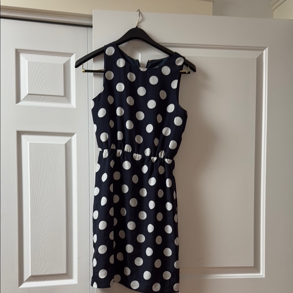 Navy Polka Dot Sleeveless Dress